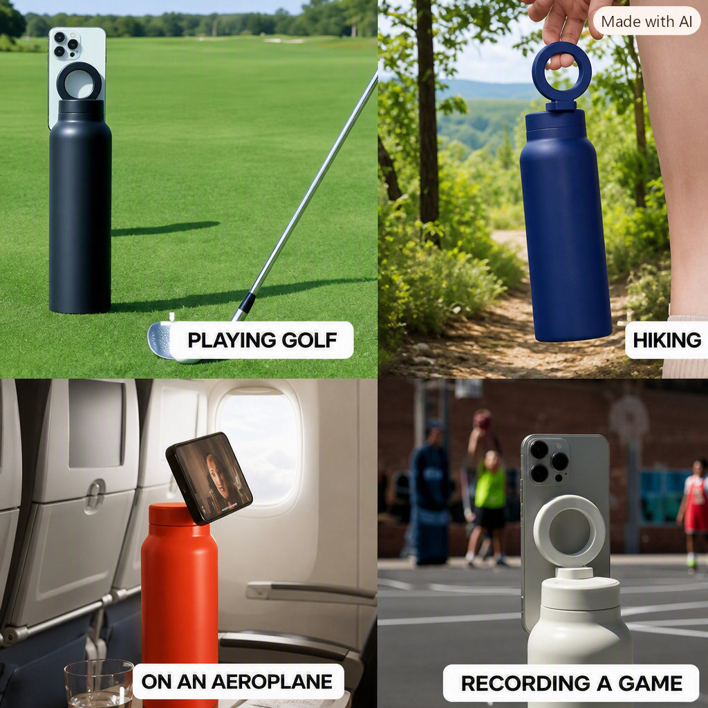 HydroMount Pro – Water Bottle with Built-In Magnetic Phone Mount | 24 oz